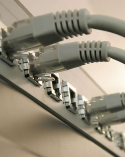 Imagen representativa de los conectores de un servidor informático.